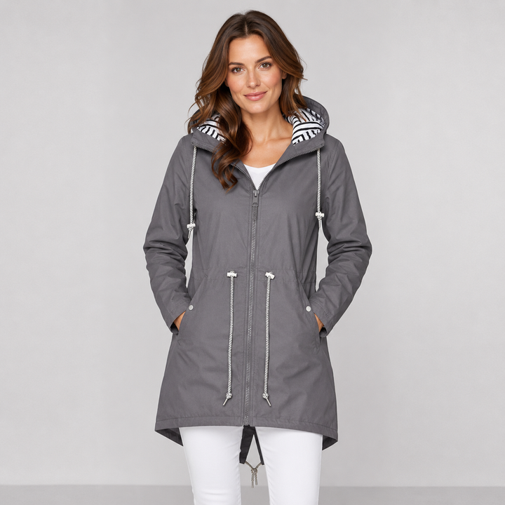 Linda | Hooded Drawstring Waterproof Rain Coat
