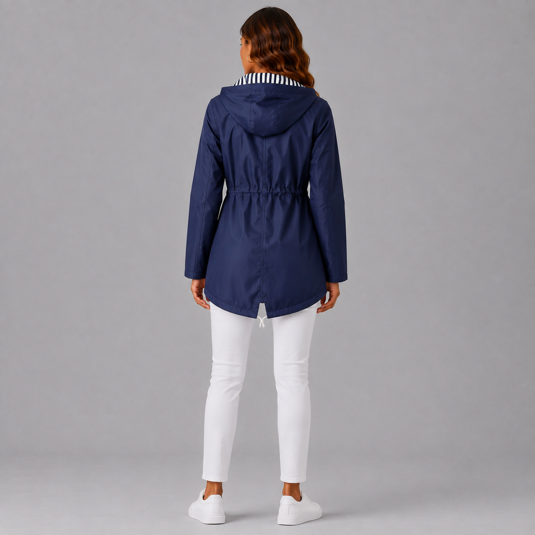 Linda | Hooded Drawstring Waterproof Rain Coat