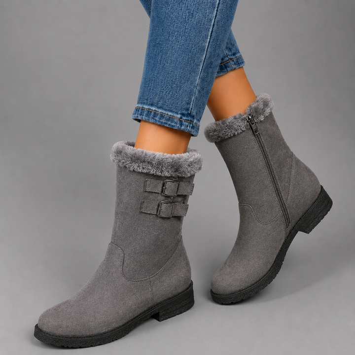 Elena | Fur-Lined Buckle Winter Boots