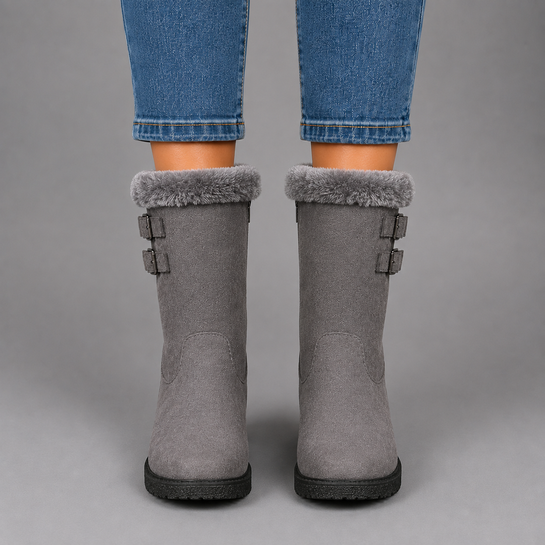Elena | Fur-Lined Buckle Winter Boots