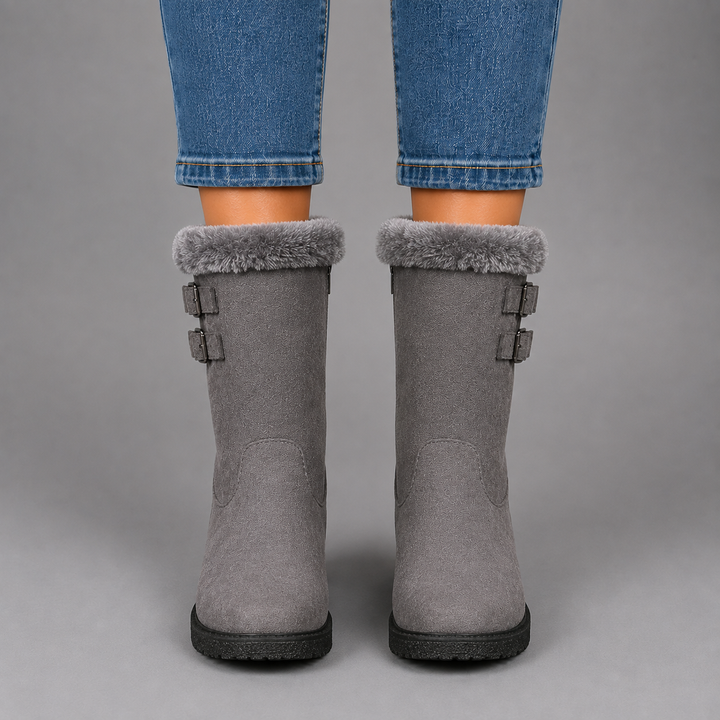 Elena | Fur-Lined Buckle Winter Boots
