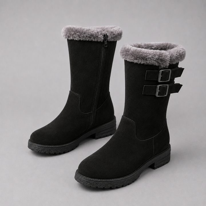 Elena | Fur-Lined Buckle Winter Boots
