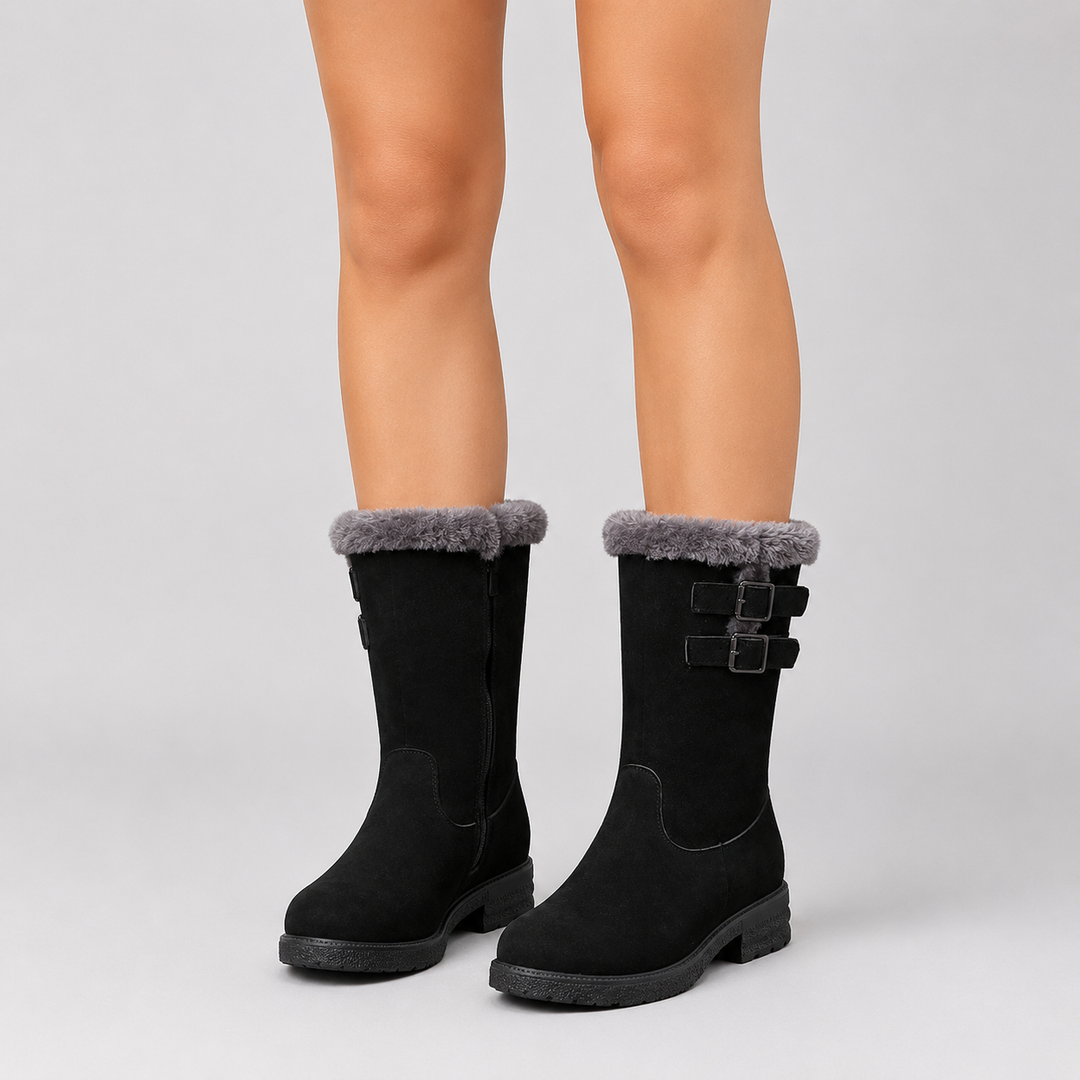 Elena | Fur-Lined Buckle Winter Boots