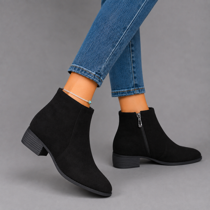 Sara | Suede Block Heel Ankle Boots