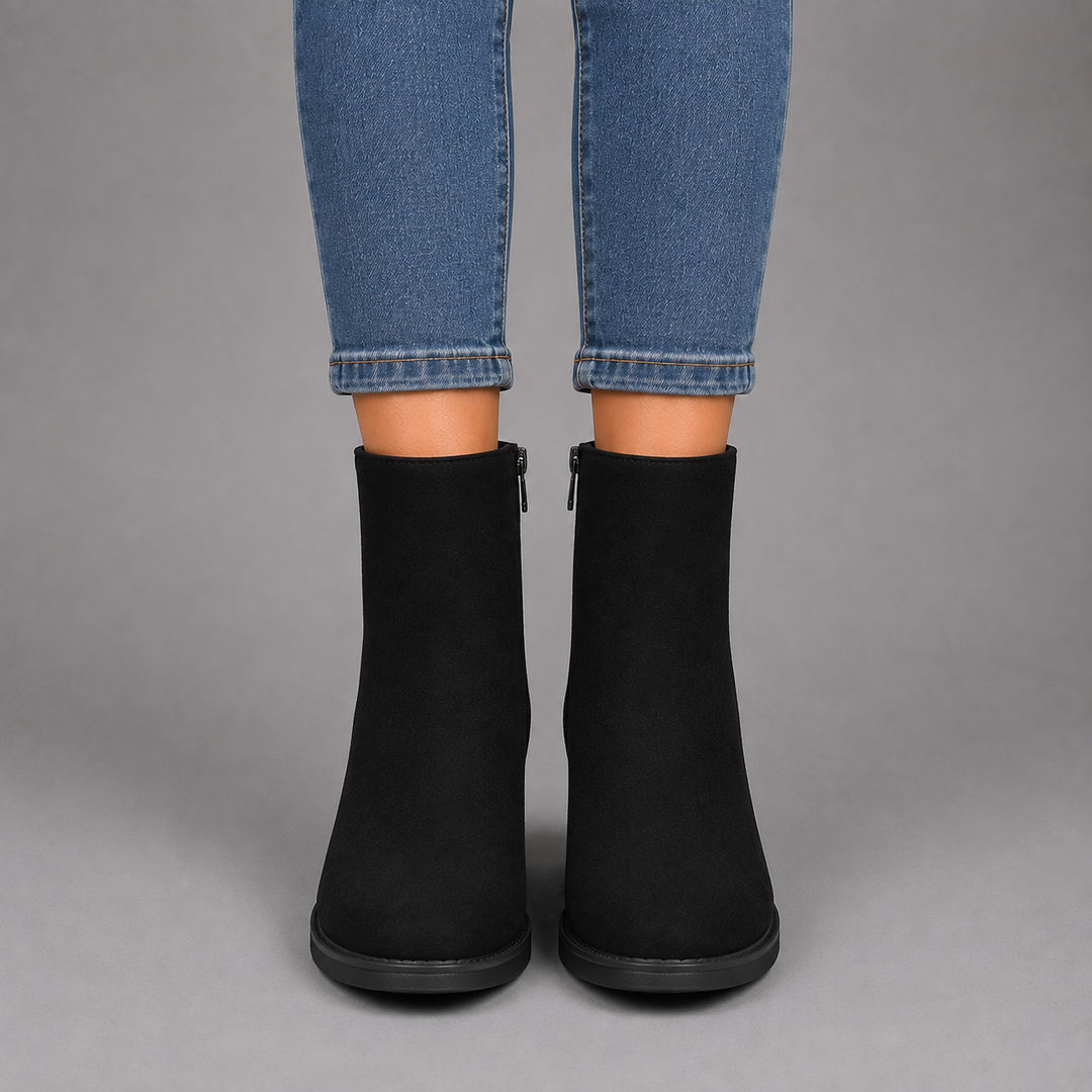Sara | Suede Block Heel Ankle Boots