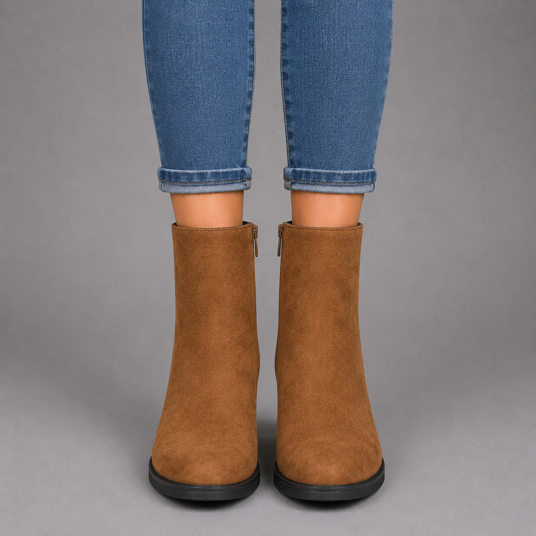 Sara | Suede Block Heel Ankle Boots