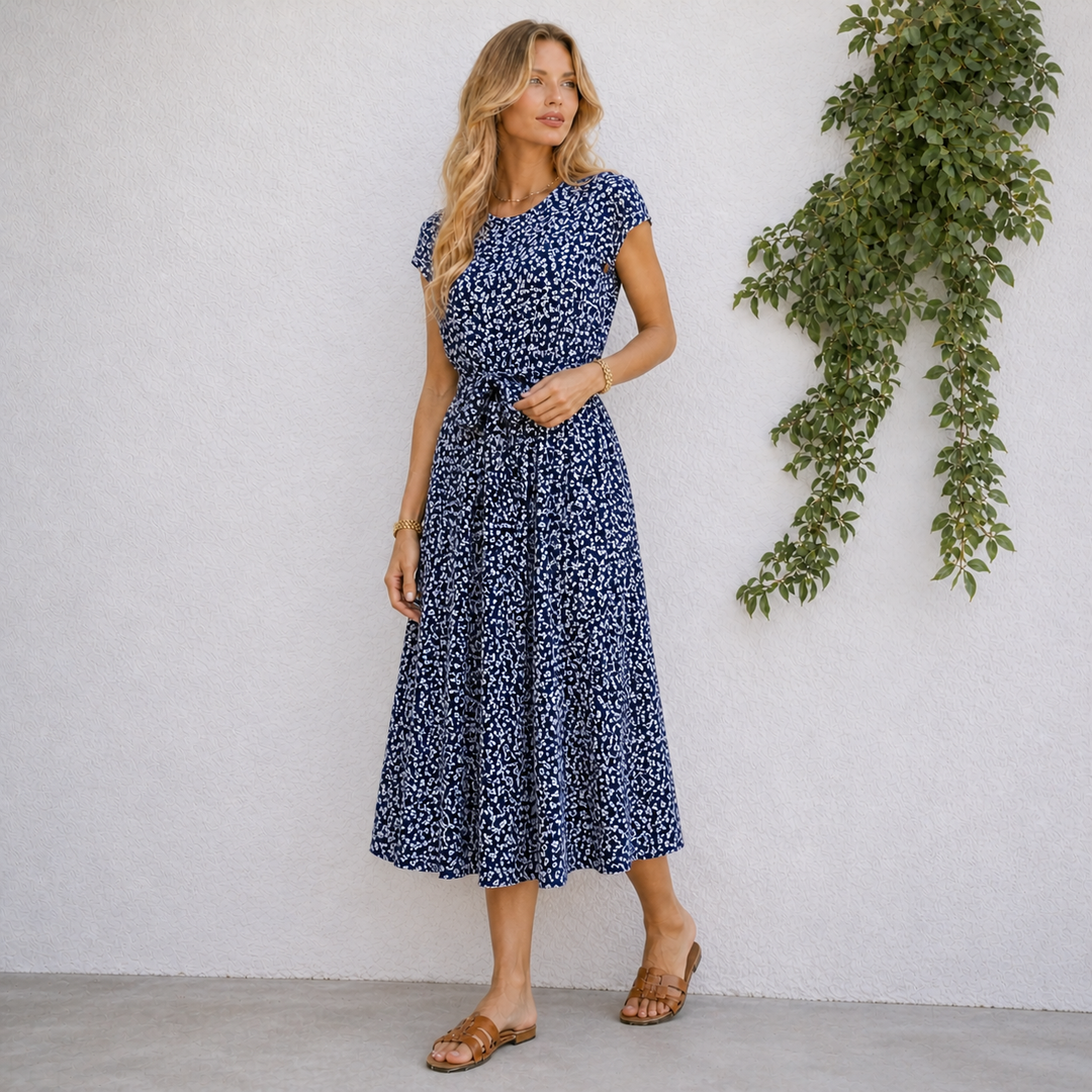 Fiona | Elegant Floral Midi Dress