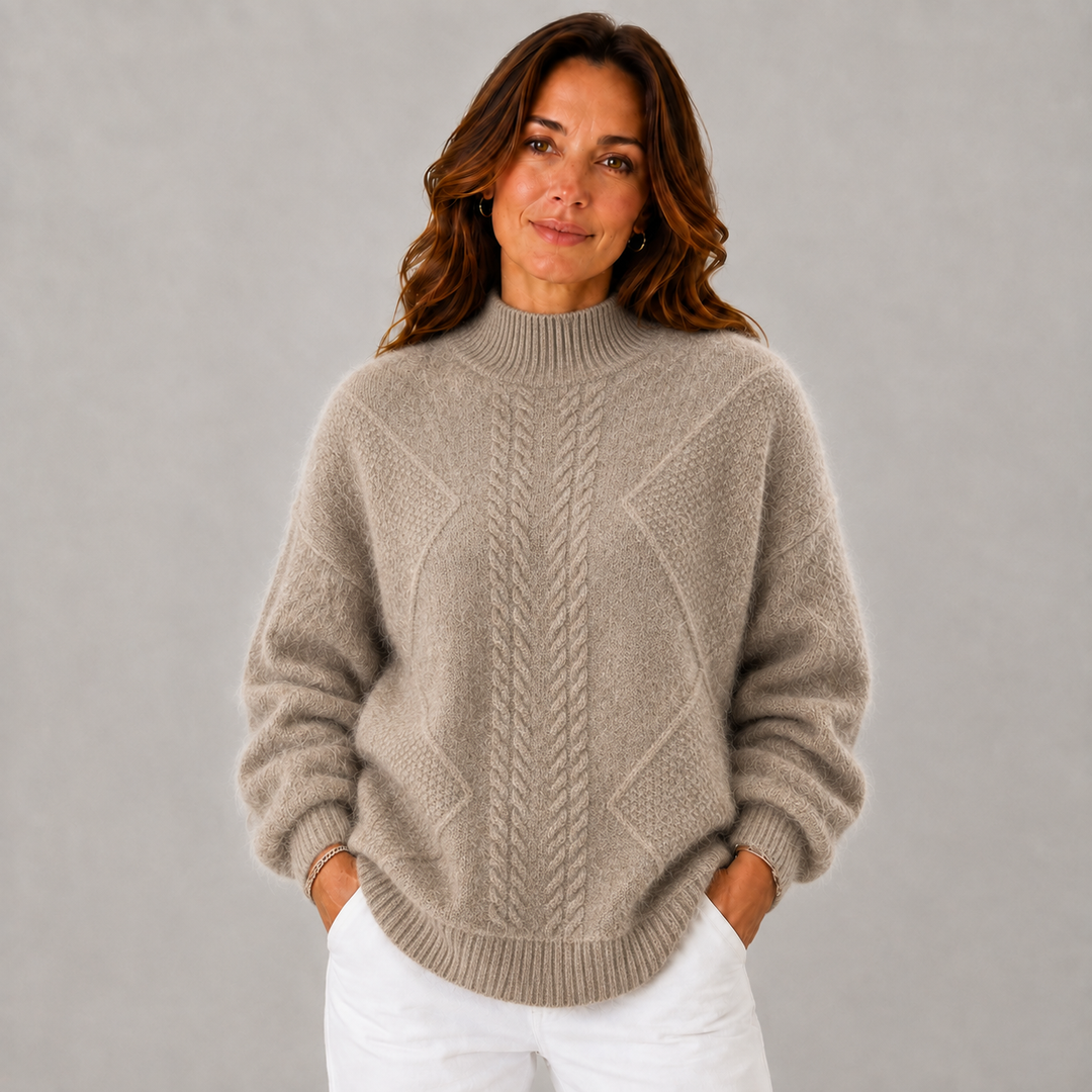 Elise | Mock-Neck Cable-Knit Winter Sweater