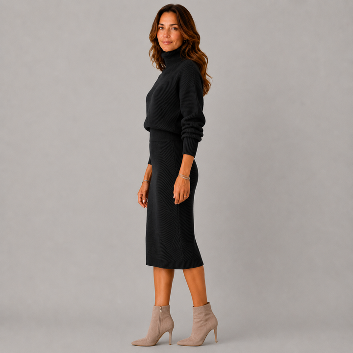 Amelia | Winter Turtleneck Knit Midi Dress