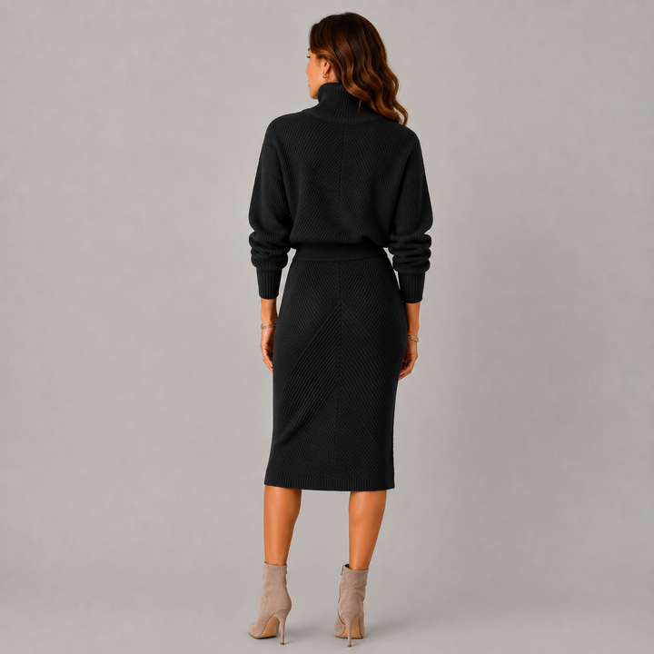 Amelia | Winter Turtleneck Knit Midi Dress