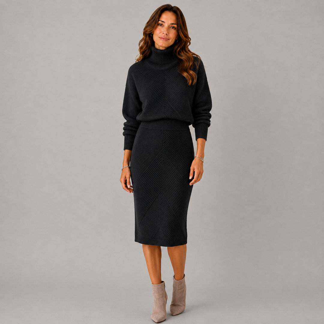 Amelia | Winter Turtleneck Knit Midi Dress