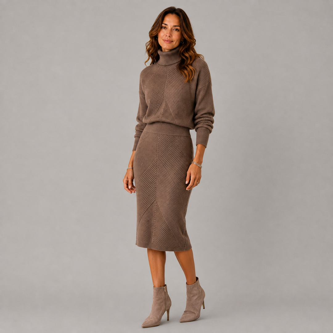 Amelia | Winter Turtleneck Knit Midi Dress