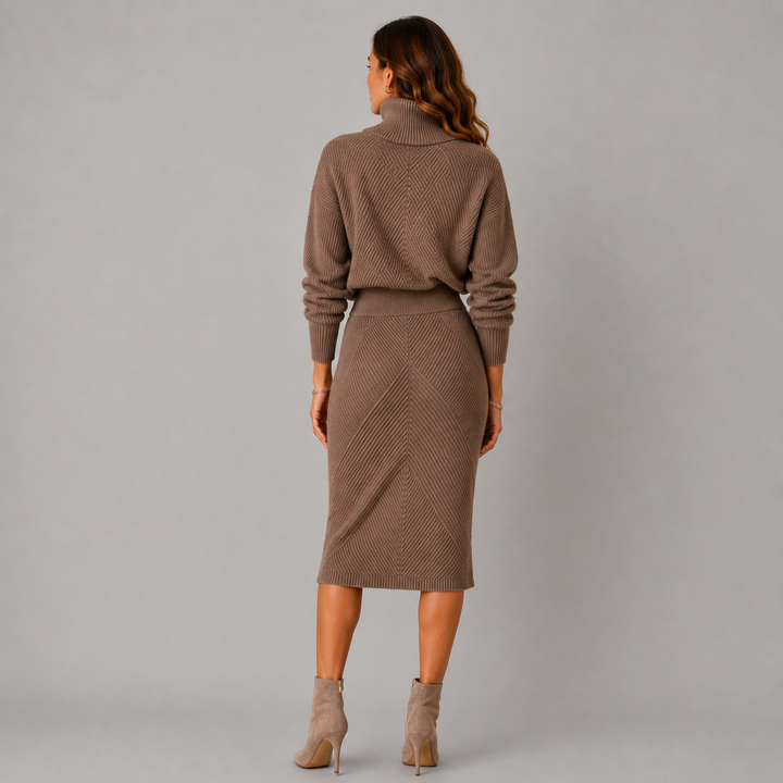 Amelia | Winter Turtleneck Knit Midi Dress