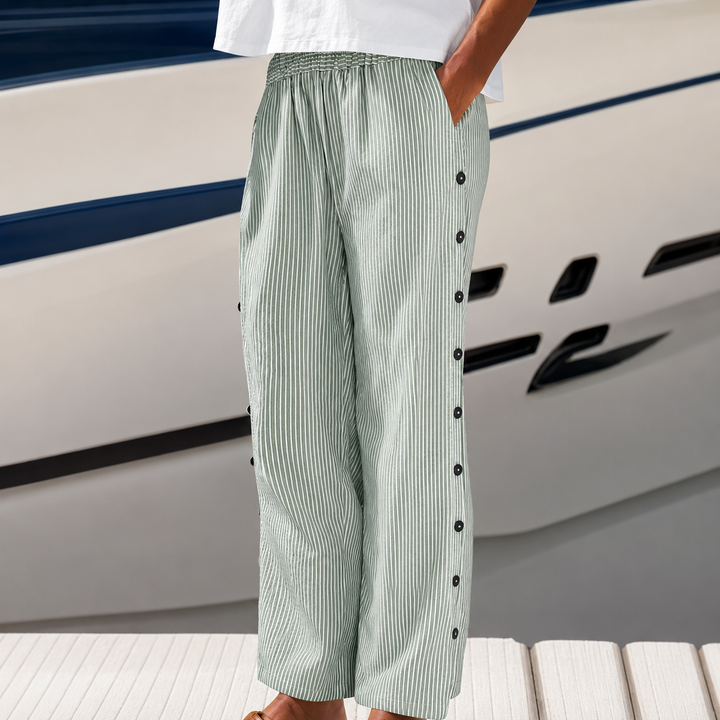 Lina | Striped Button-Accent Pants
