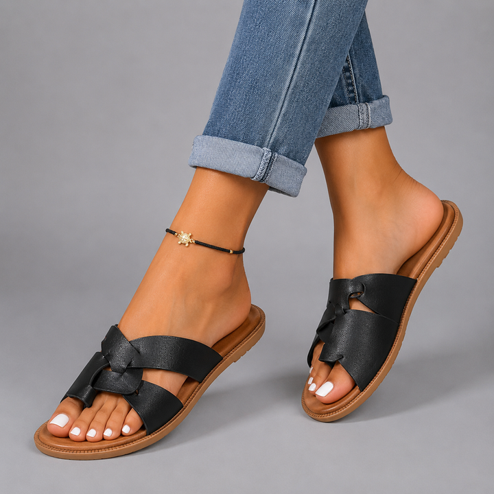 Celine | Boho Toe Ring Flat Slip-On Slides