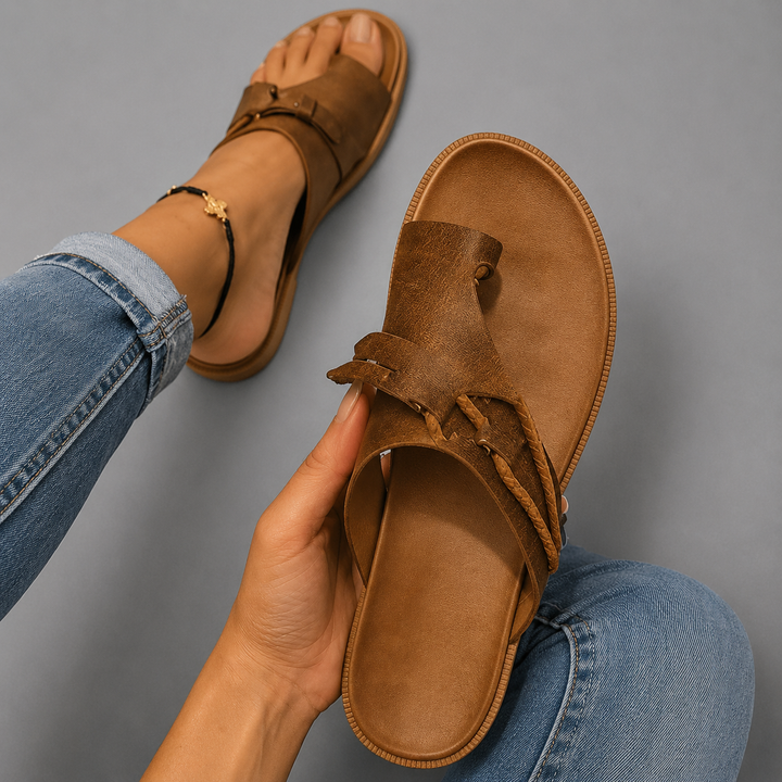 Celine | Boho Toe Ring Flat Slip-On Slides