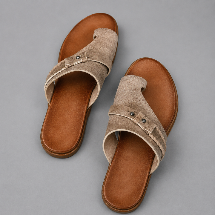 Celine | Boho Toe Ring Flat Slip-On Slides