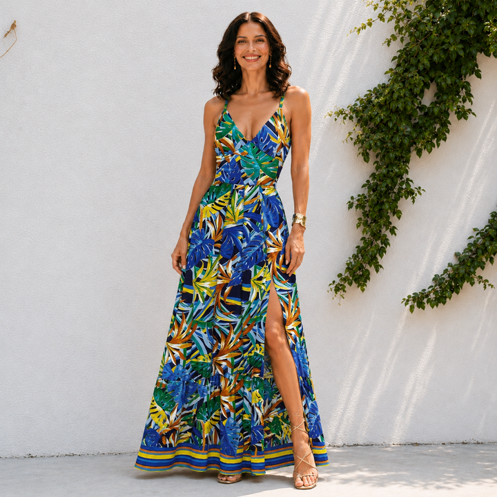 Marina | Women’s Tropical V Neck Maxi Dress