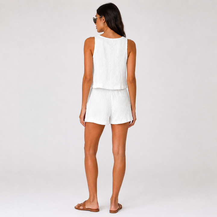 Mila | Sleeveless Tie-Front Two-Piece Shorts Set