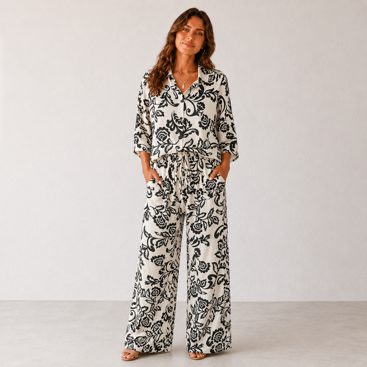 Serena | Monochrome Floral Jumpsuit