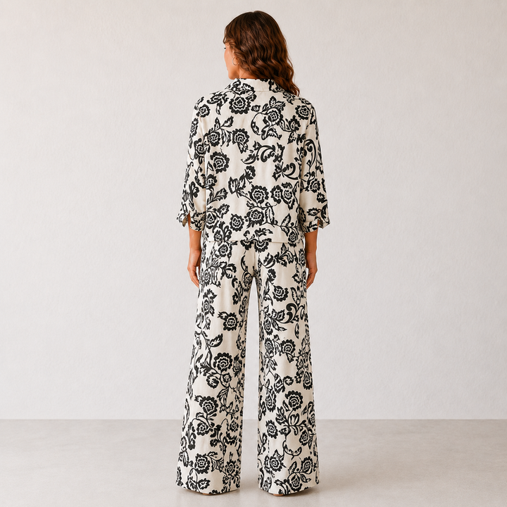 Serena | Monochrome Floral Jumpsuit