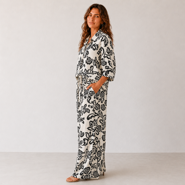 Serena | Monochrome Floral Jumpsuit