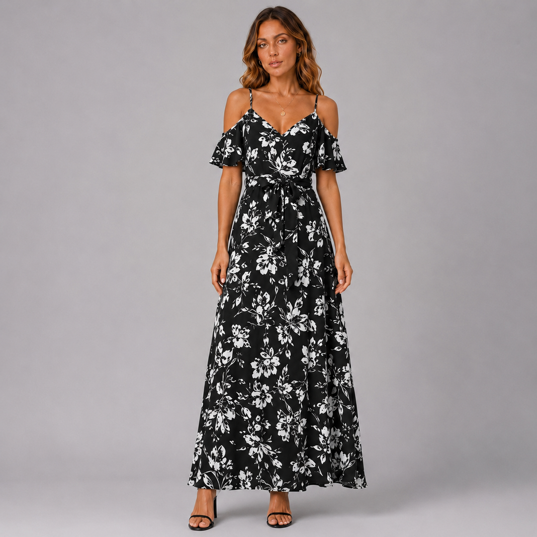 Amelia | Floral Cold-Shoulder Maxi Dress