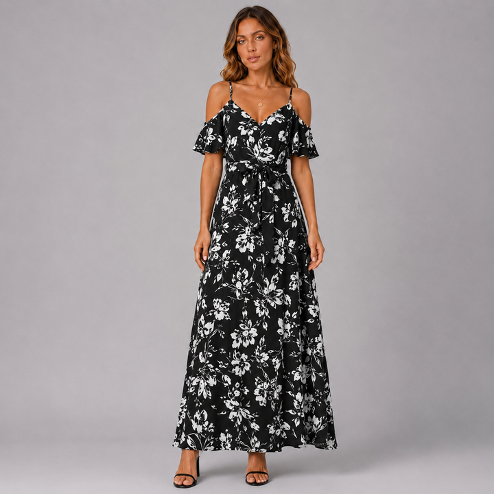 Amelia | Floral Cold-Shoulder Maxi Dress