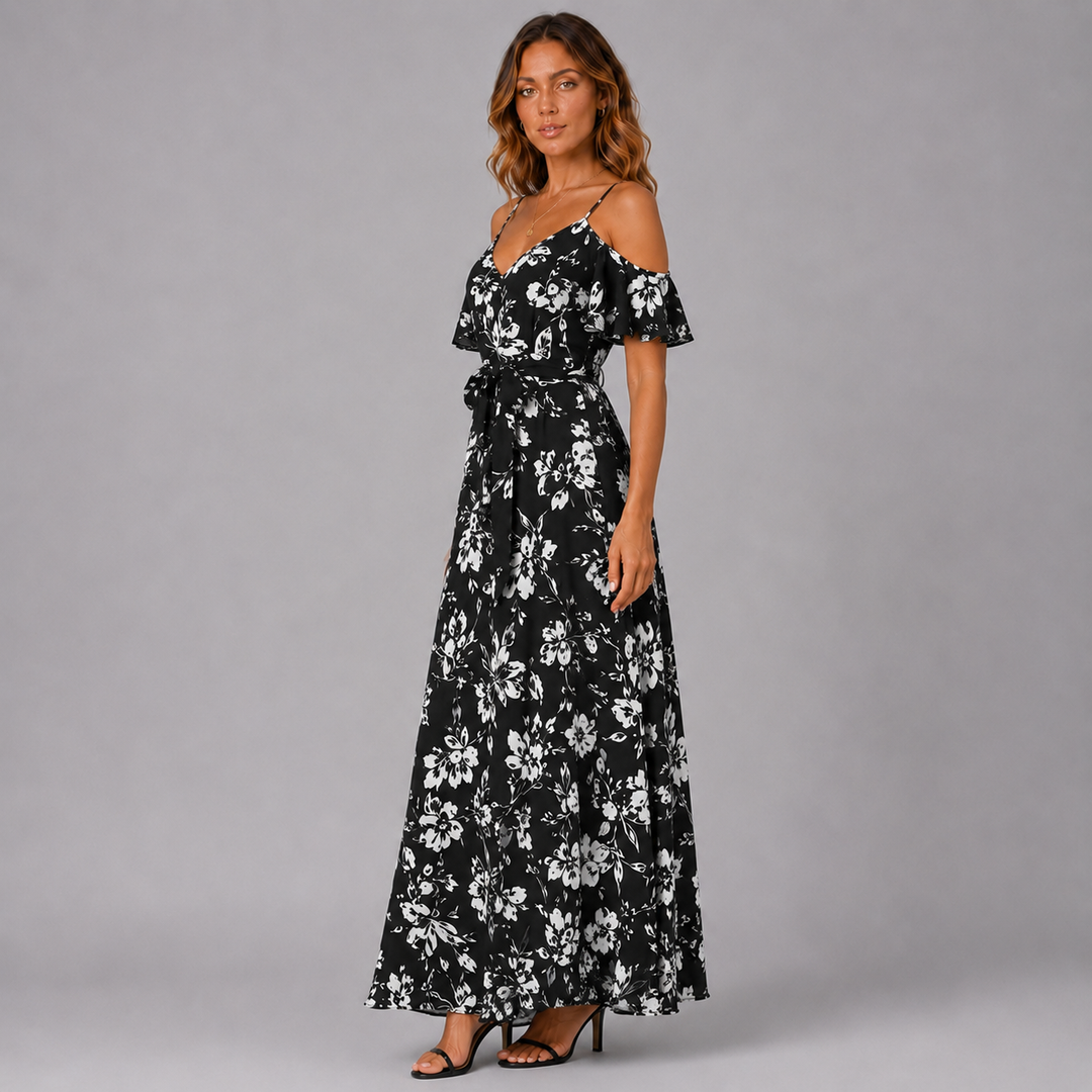 Amelia | Floral Cold-Shoulder Maxi Dress