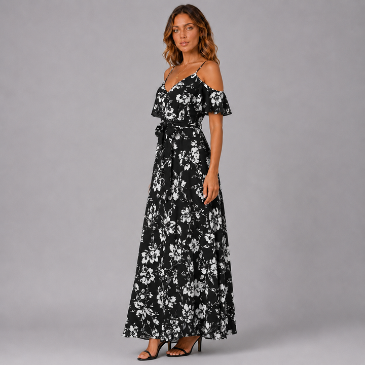 Amelia | Floral Cold-Shoulder Maxi Dress