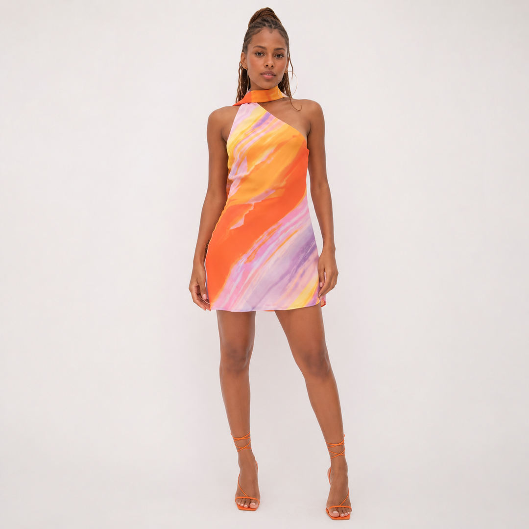 Solara | Women’s Sunset One-Shoulder Mini Dress