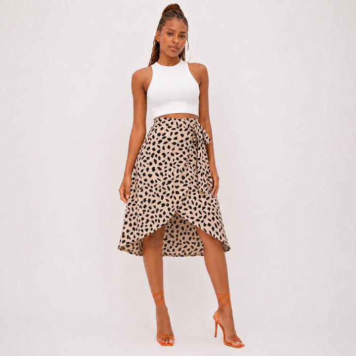 Rachel | Printed Wrap Tie Casual Skirt
