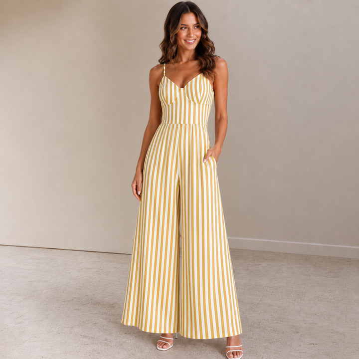 Ciara | Striped Wide-Leg Tie-Back Jumpsuit