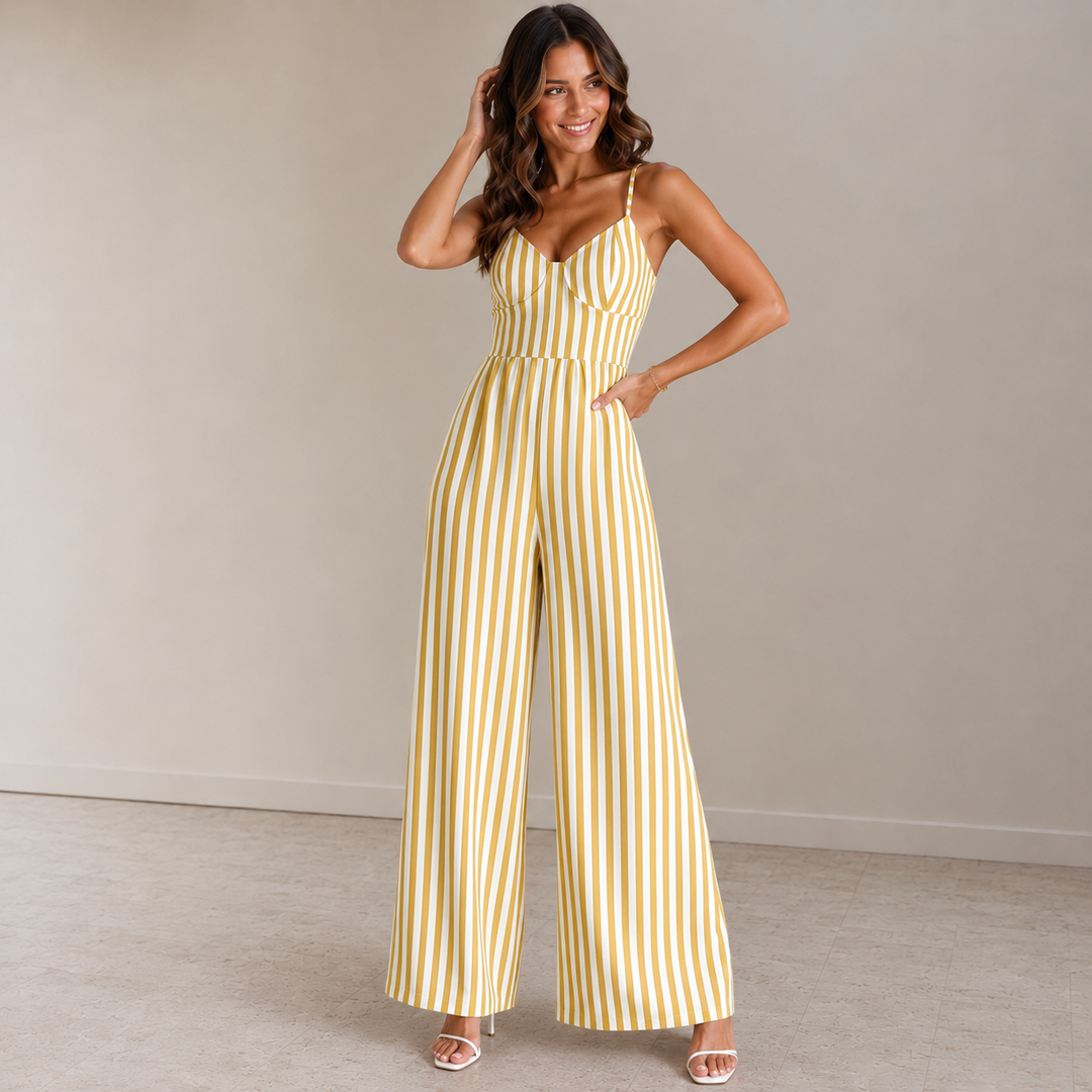 Ciara | Striped Wide-Leg Tie-Back Jumpsuit