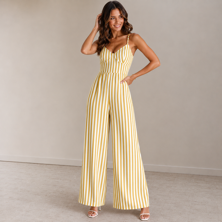 Ciara | Striped Wide-Leg Tie-Back Jumpsuit