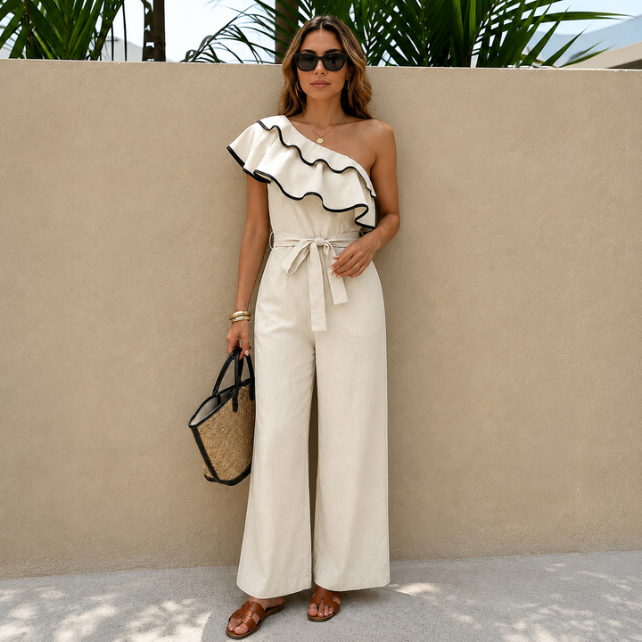 Paloma | One-shoulder jumpsuit structured ruffle jumpsuit