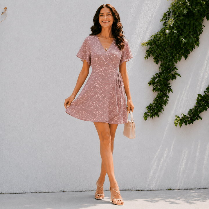 Mila | Summer Polka Dot Wrap Mini Dress
