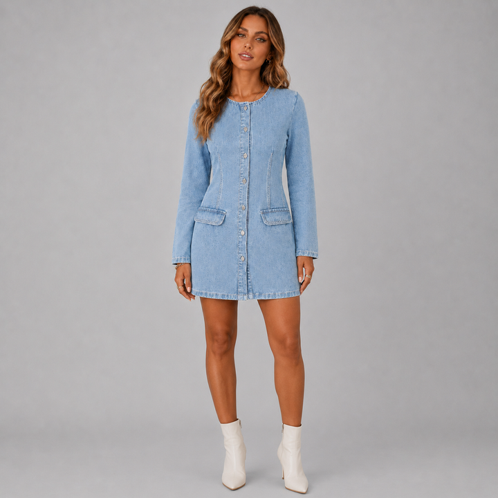 Ayla | Button-Front Denim Mini Dress
