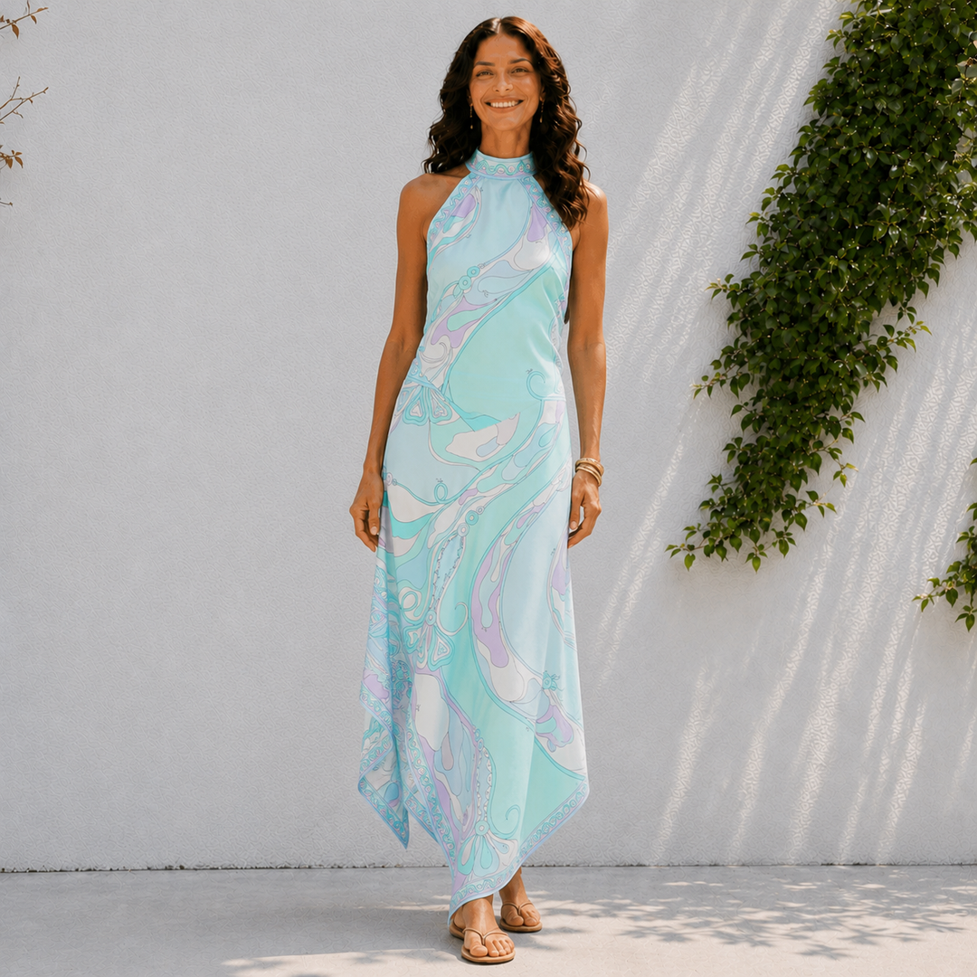 Marina | Printed Halter Wrap Dress
