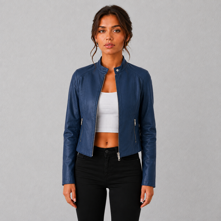 Sienna | Cropped Faux Leather Moto Jacket