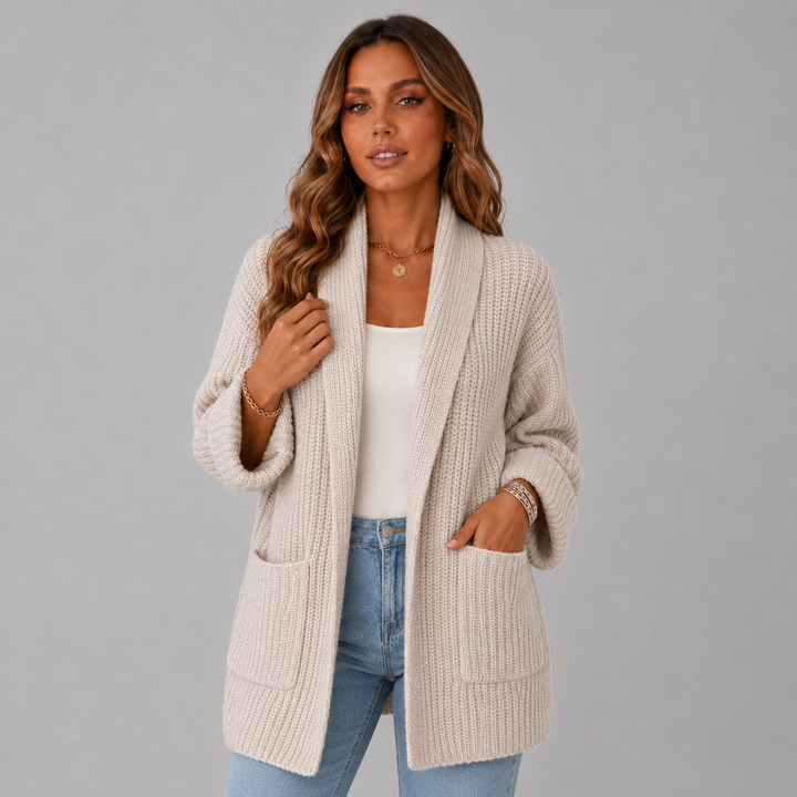 Nora | Longline Knit Pocket Wool Cardigan