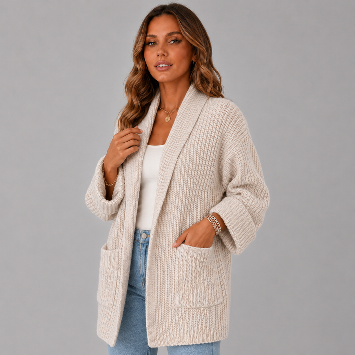 Nora | Longline Knit Pocket Wool Cardigan