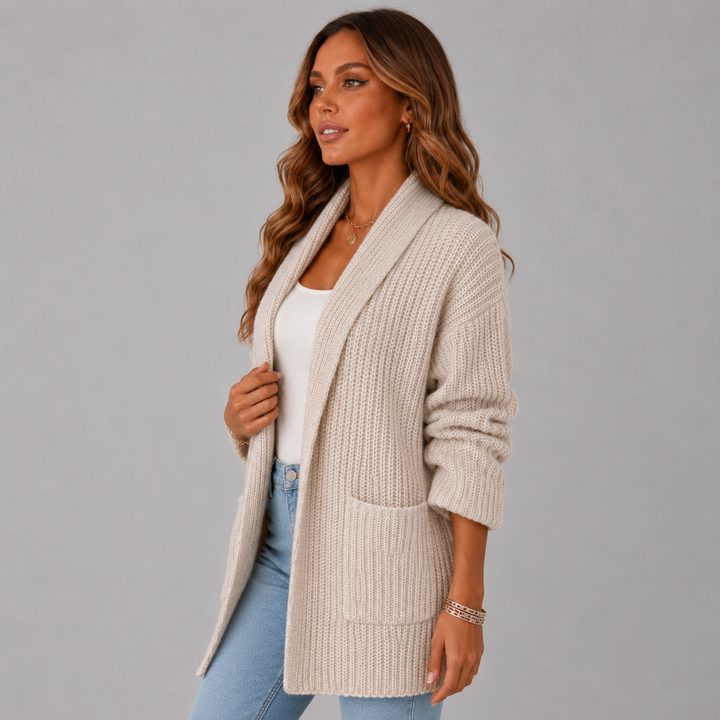 Nora | Longline Knit Pocket Wool Cardigan