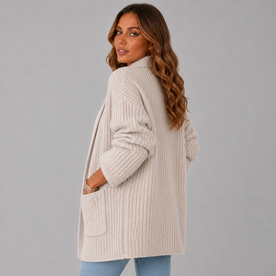 Nora | Longline Knit Pocket Wool Cardigan