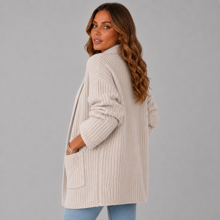 Nora | Longline Knit Pocket Wool Cardigan