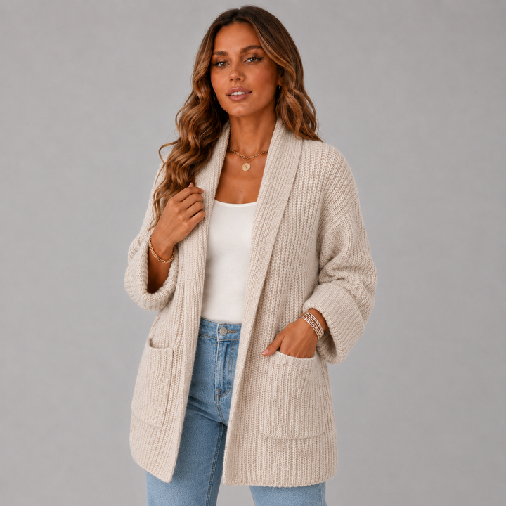 Nora | Longline Knit Pocket Wool Cardigan