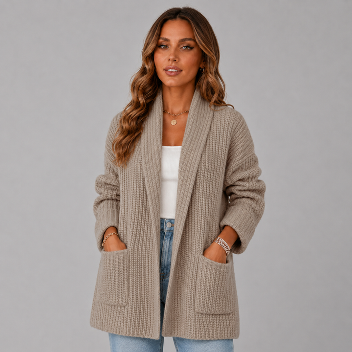 Nora | Longline Knit Pocket Wool Cardigan