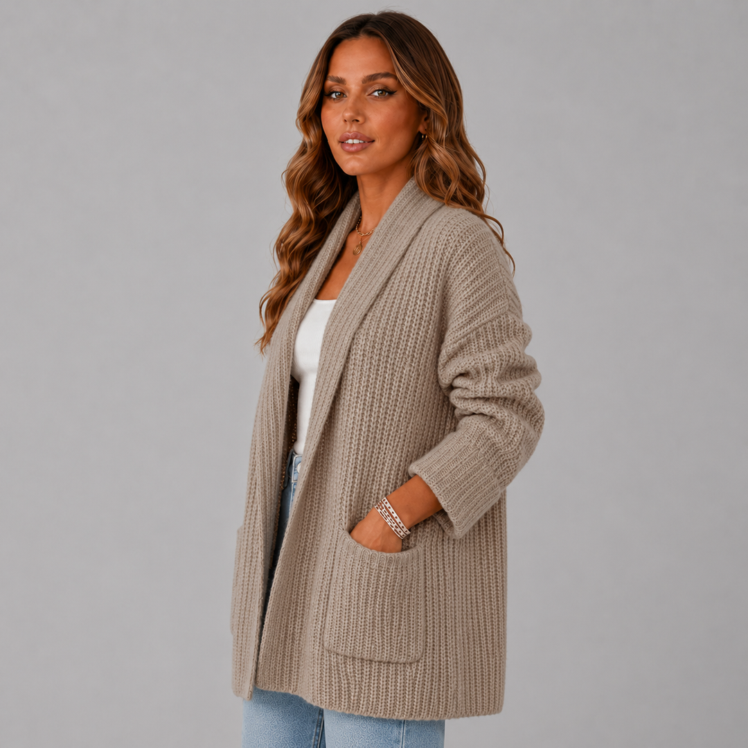 Nora | Longline Knit Pocket Wool Cardigan