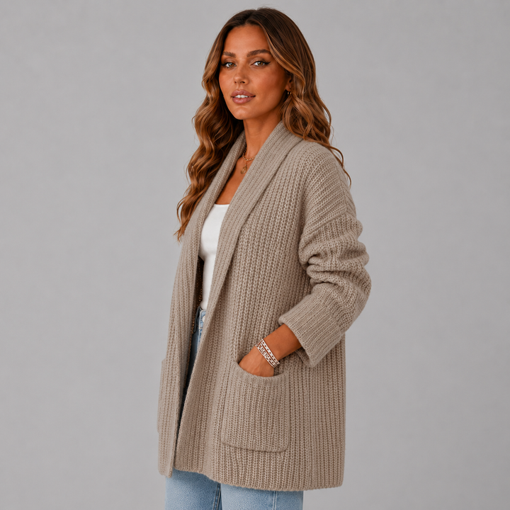Nora | Longline Knit Pocket Wool Cardigan