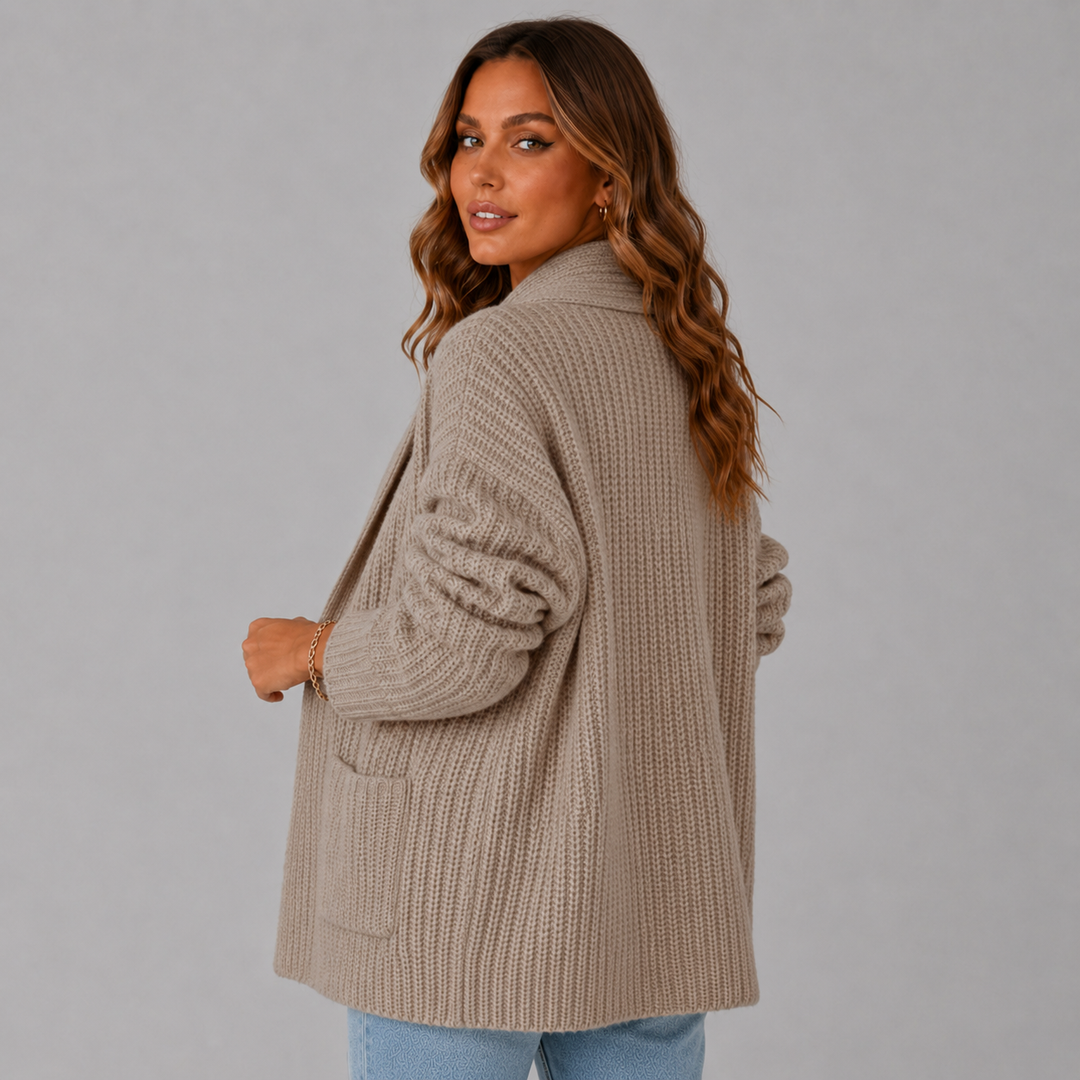 Nora | Longline Knit Pocket Wool Cardigan